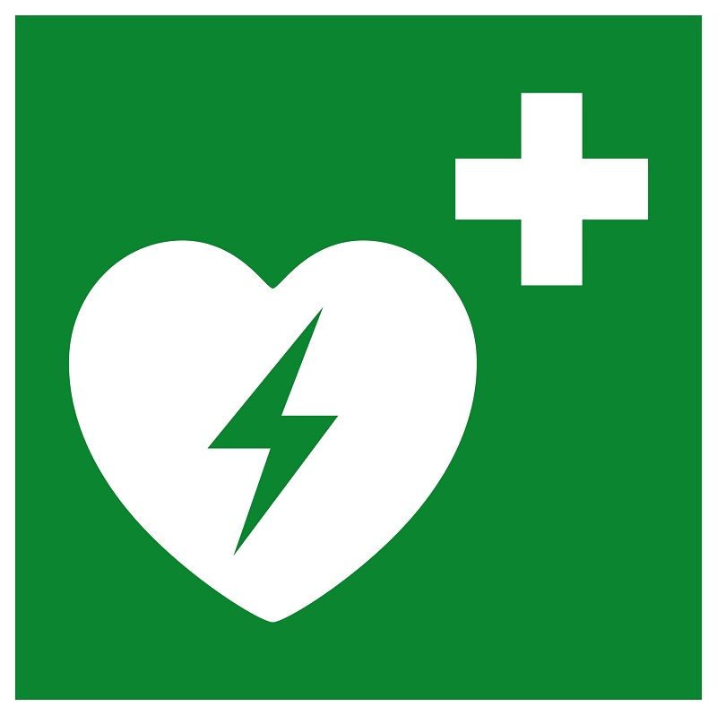 Designação da AED Fonte: Getty Images Marcação oficial do DAE, caixa verde com um coração e um raio no coração