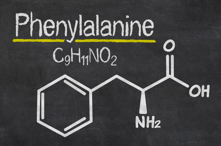A fenilalanina ou fórmula da fenilalanina Fonte: thinkstock photos Fórmula química da fenilalanina