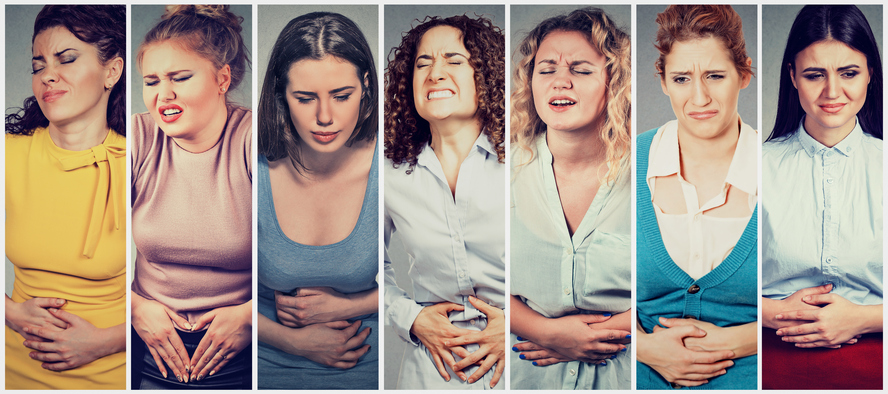 Dores abdominais devido à retenção de gases. Fonte da foto: Getty Images As mulheres têm dores abdominais significativas