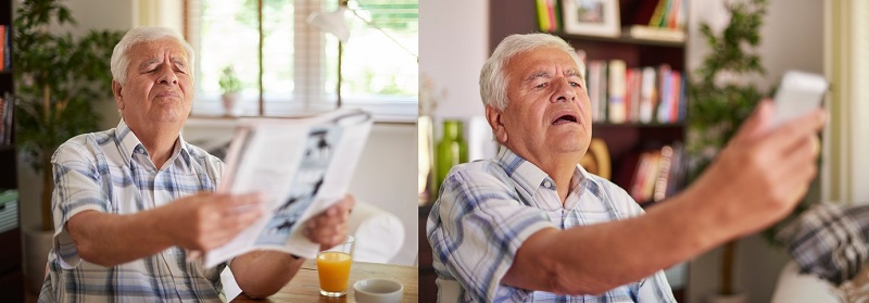 Zoom típico para uma melhor focagem. Foto: Thinkstock Presbiopia, o sénior tem dificuldade em ler de perto