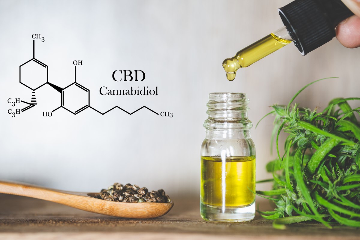 Óleo CBD - óleo de canabidiol Fonte: Getty Images CBD - canabidiol - óleo e fórmula química
