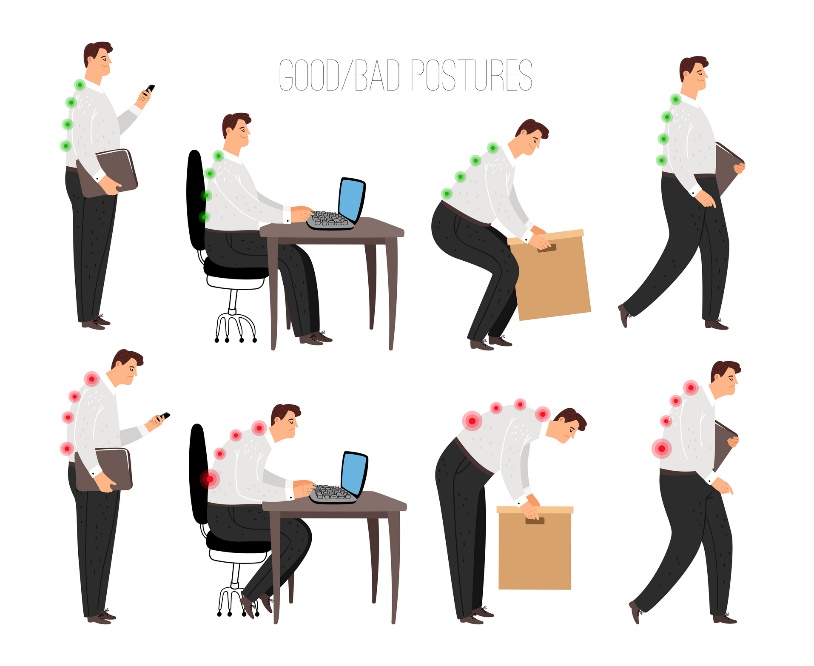 Ergonomia do movimento e prevenção da saúde músculo-esquelética. BOM - bom / RUIM - mau POSTURAS - atitudes Fonte: Getty Images Ergonomia do movimento e prevenção da saúde músculo-esquelética
