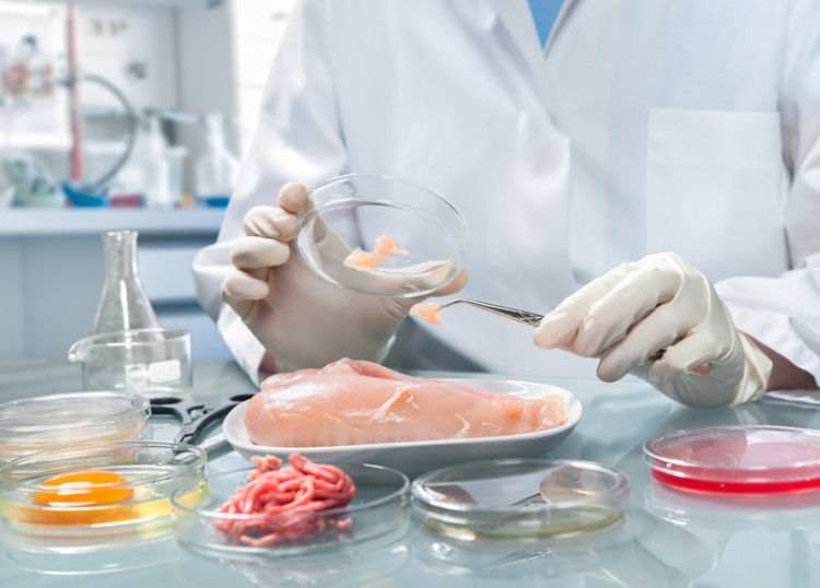 Carne - fonte de listeria monocytogenes Fonte: Getty Images um técnico de laboratório com uma placa de Petri a examinar bactérias na carne