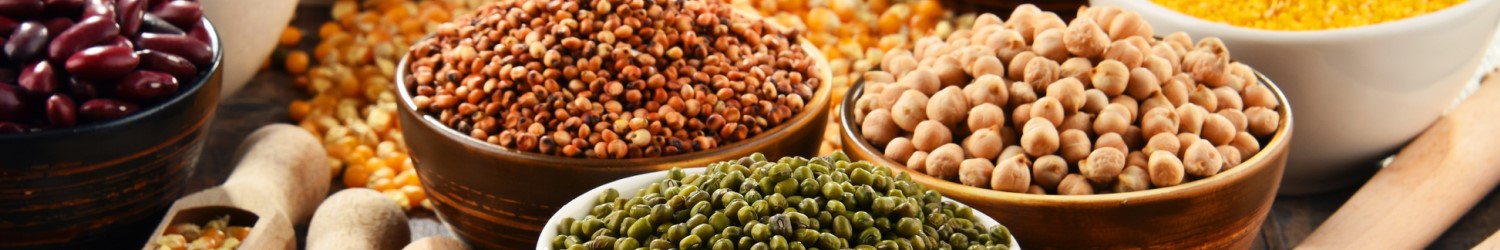 Leguminosas, feijões, lentilhas, grão-de-bico