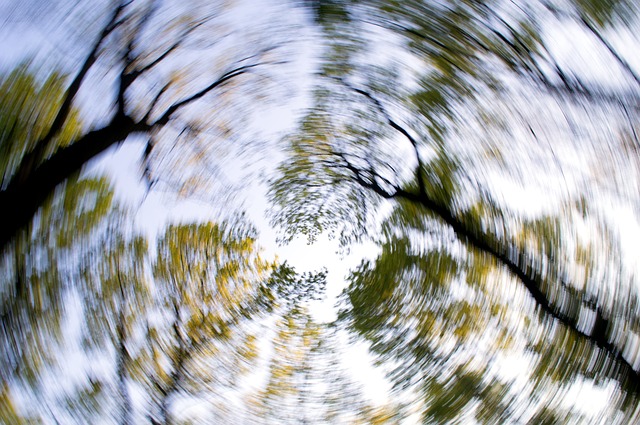 Sente o mundo a girar consigo? Sente um zumbido nos ouvidos? Talvez também tenha a tensão arterial baixa. Fonte da foto: Thinkstock photos árvores circulares desfocadas como sinal de vertigem